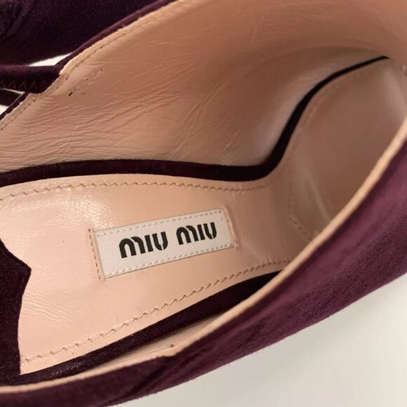 NEW Women's MIU MIU Plum Suede Slingback Sandals in Size 38 - Picture 7 of 9